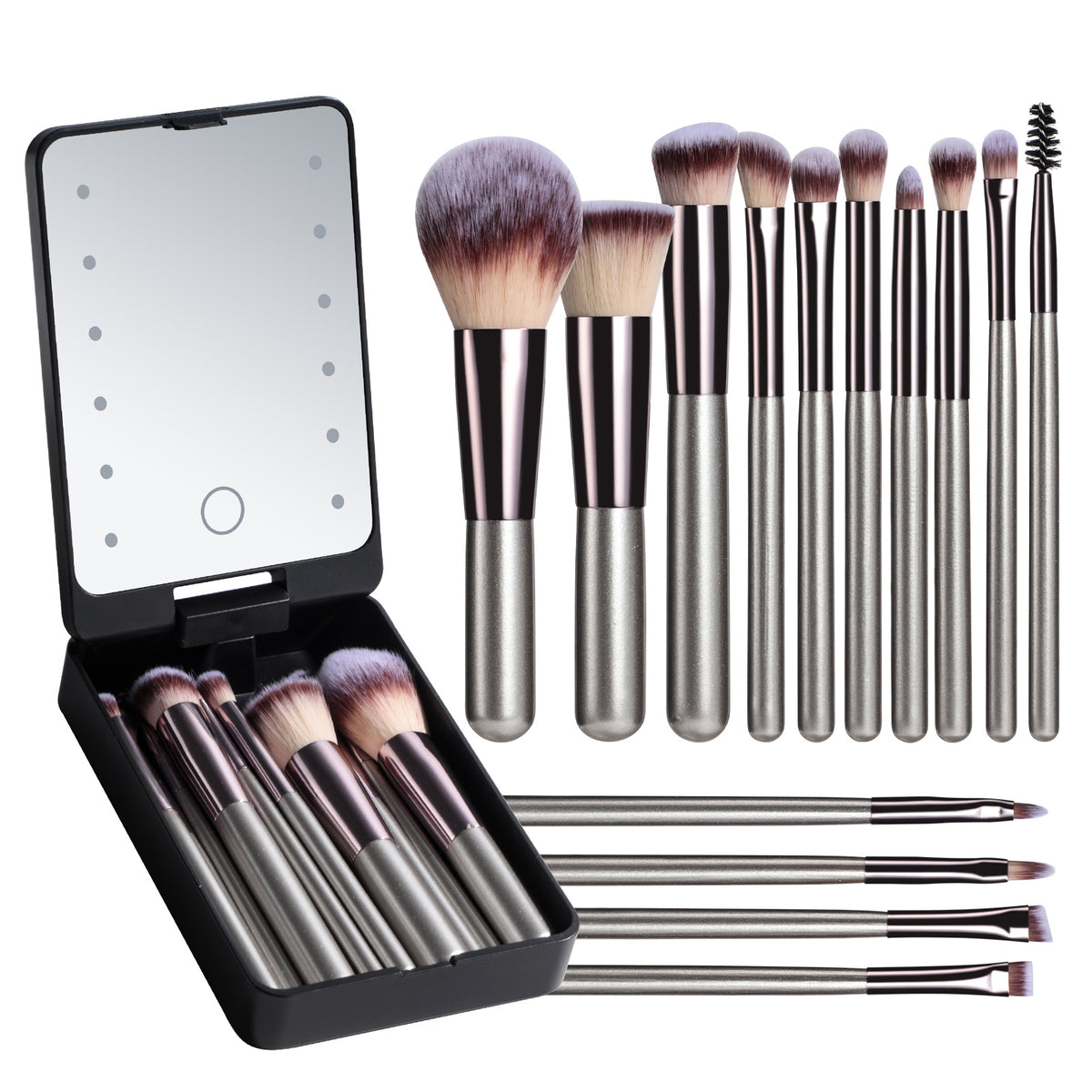 Luminous Mirror & Pinselset (14-teilig) – Bild 6 | LuxeStyle