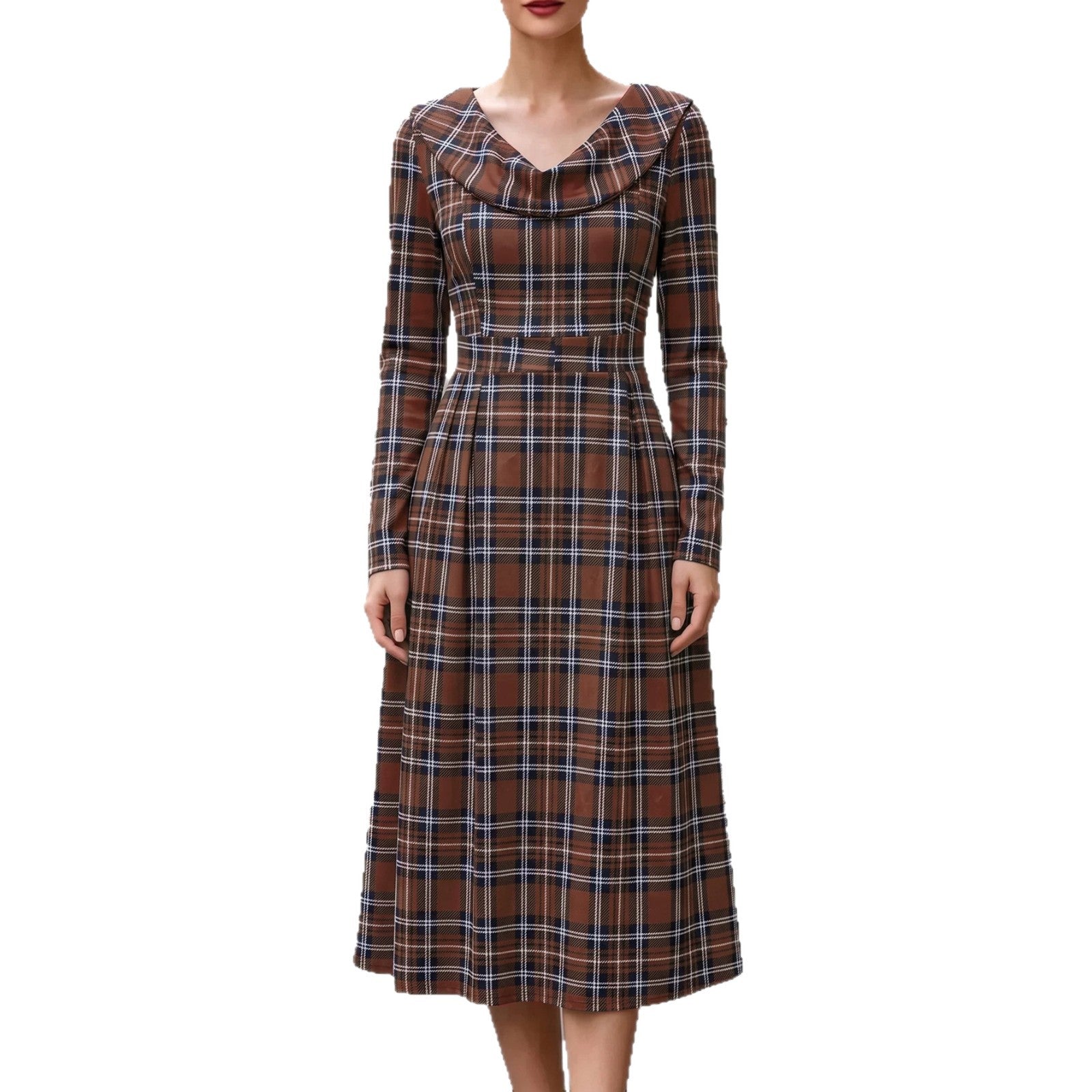 Herbst/Winter Bedrucktes A-Linien Kleid