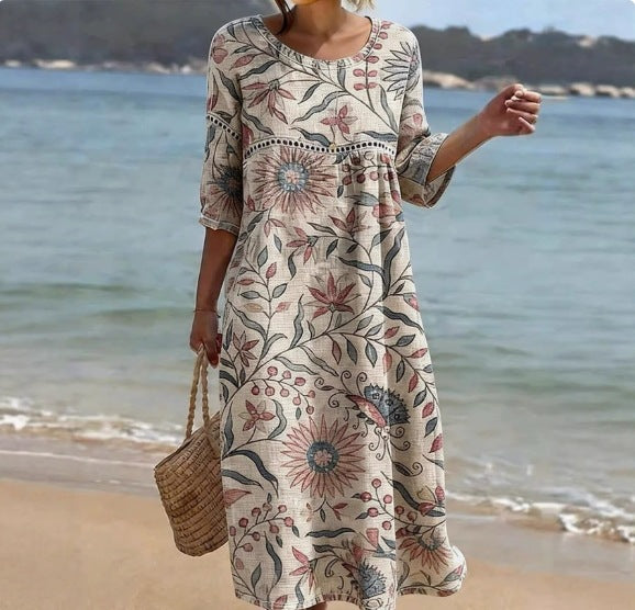 Sommerkleid mit abstraktem Mid-Waist-Print