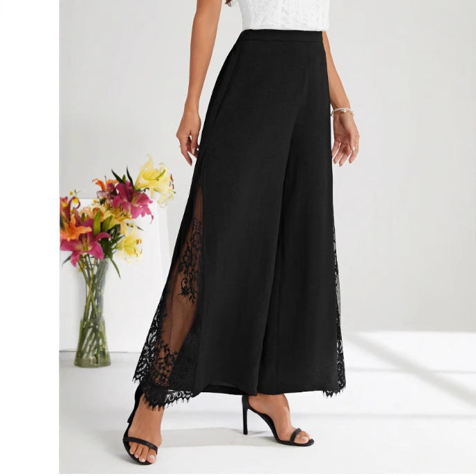 Elegante High-Waist Cropped Hose mit Spitze