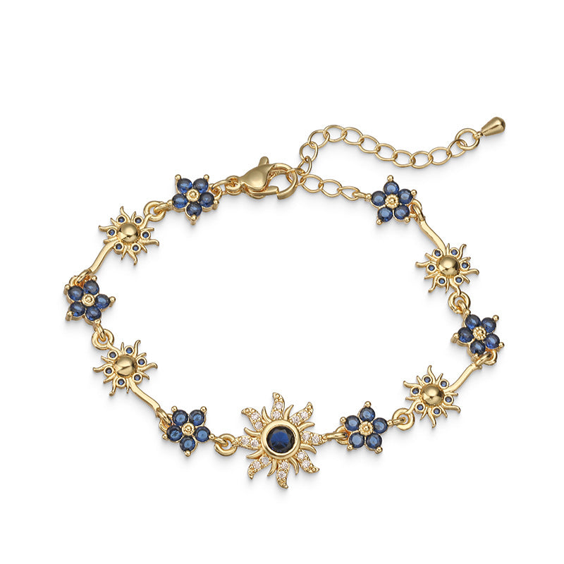 Blumen Armband oder Halskette mit Zirkonia