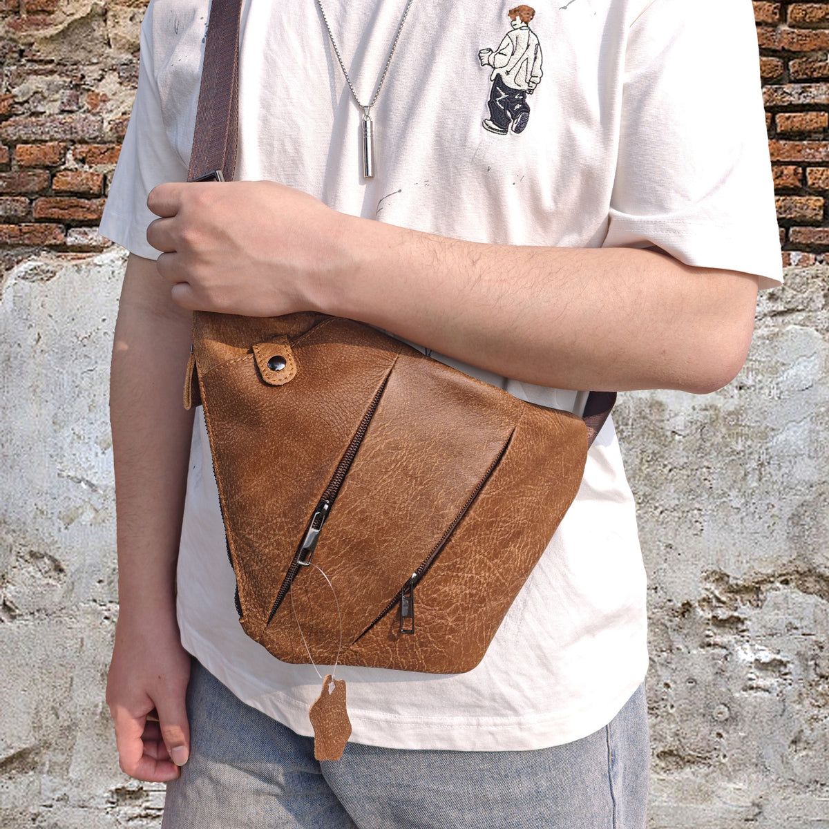 Crossbody Tasche aus echtem Rindsleder mit mehreren Taschen – Bild 2 | LuxeStyle