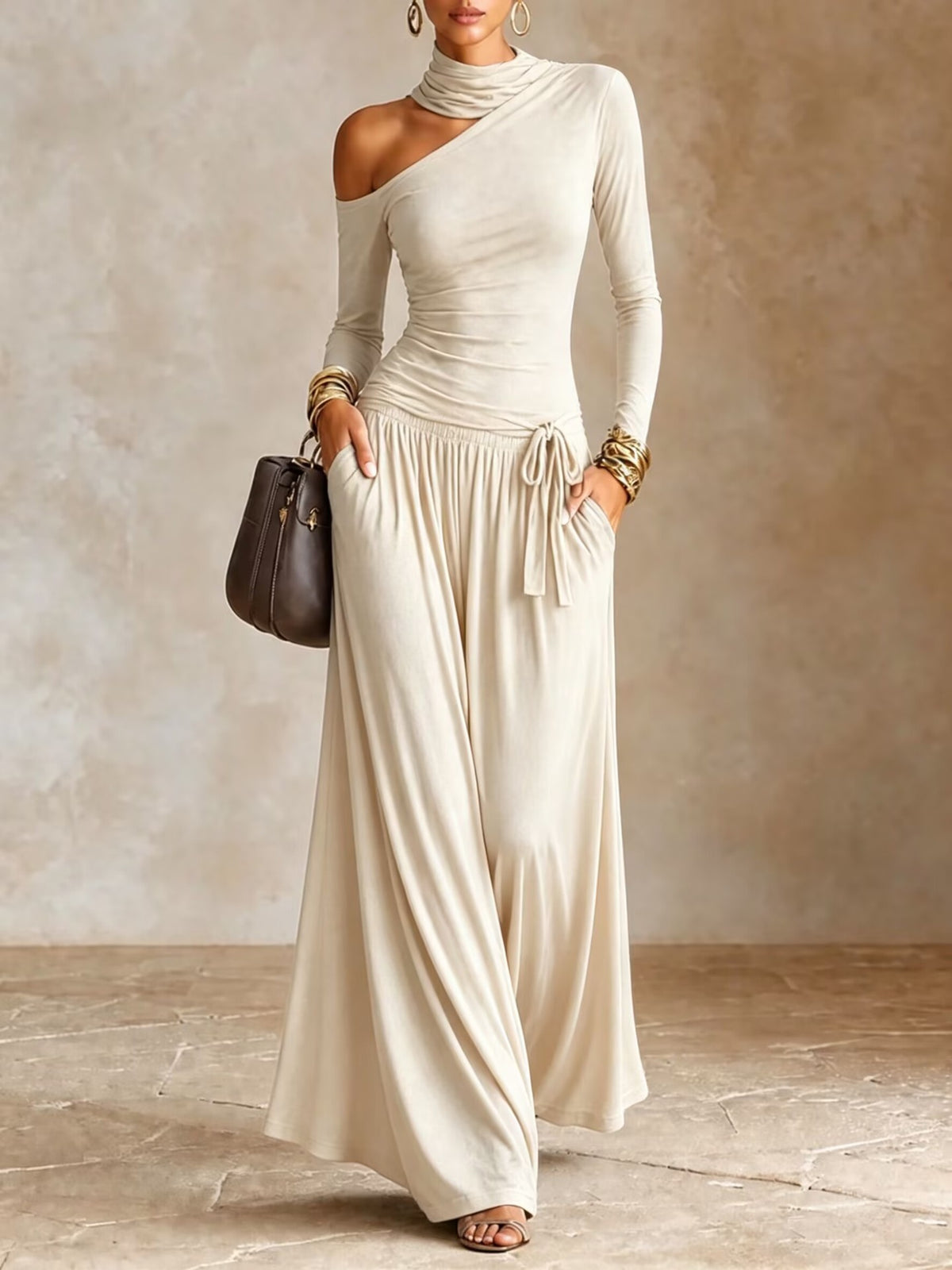 Asymmetrisches Off-Shoulder Kleid – Bild 7 | LuxeStyle