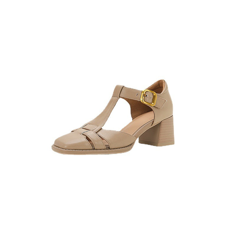 Echtleder Sandalen mit Chunky-Absatz
