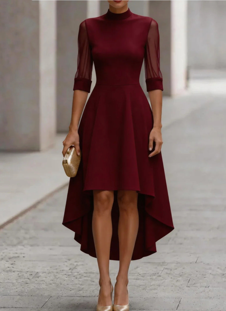 Midi-Kleid mit 3/4-Ärmeln und Mesh