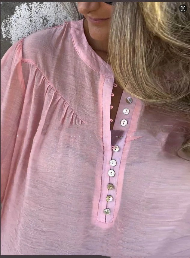 Langärmliges Baumwoll-Linen-T-Shirt | LuxeStyle