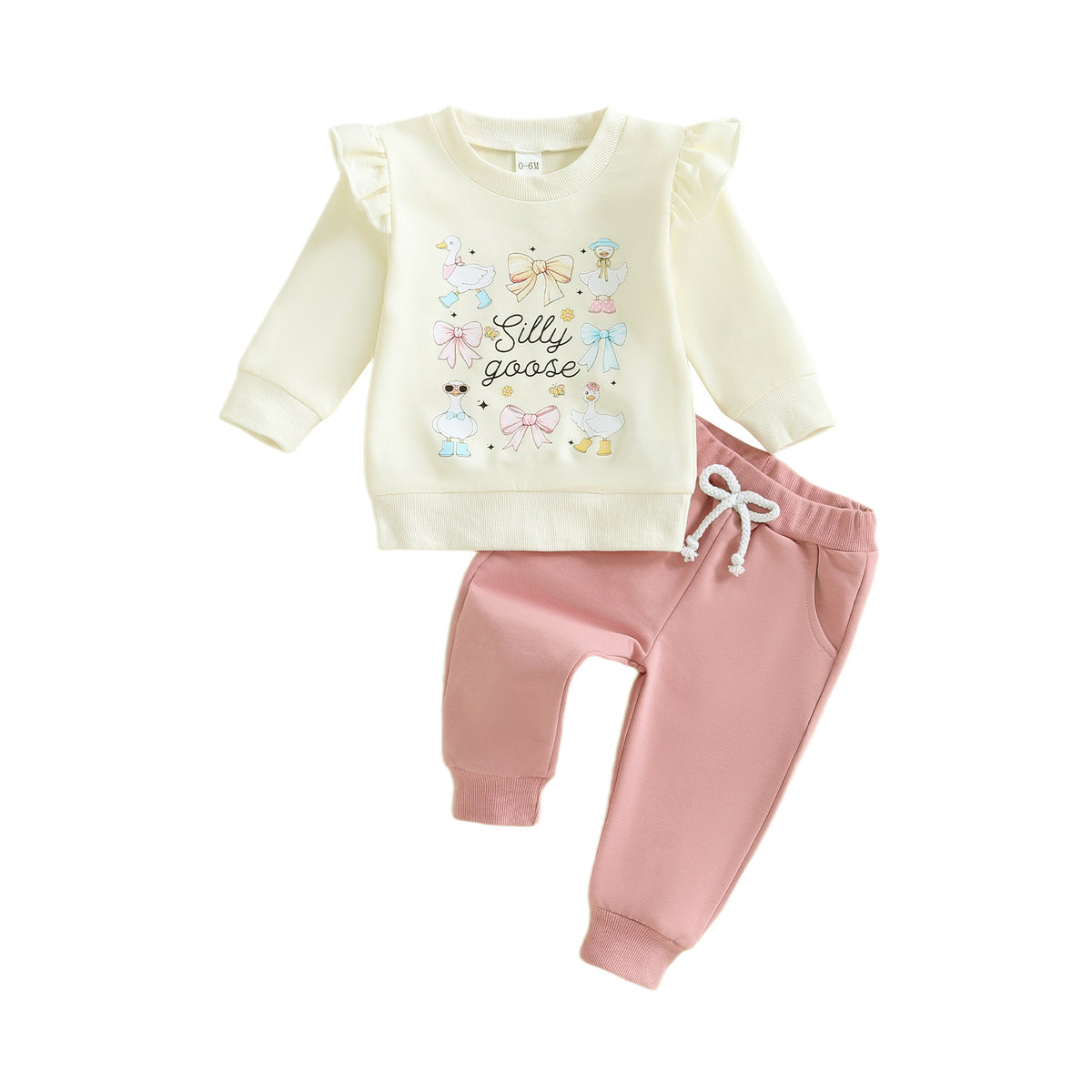 Baby Mädchen Enten- und Buchstaben-Hoodie-Set – Bild 6 | LuxeStyle