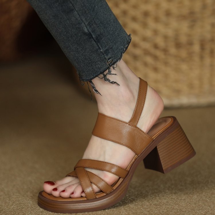 Retro Sandalen mit Blockabsatz