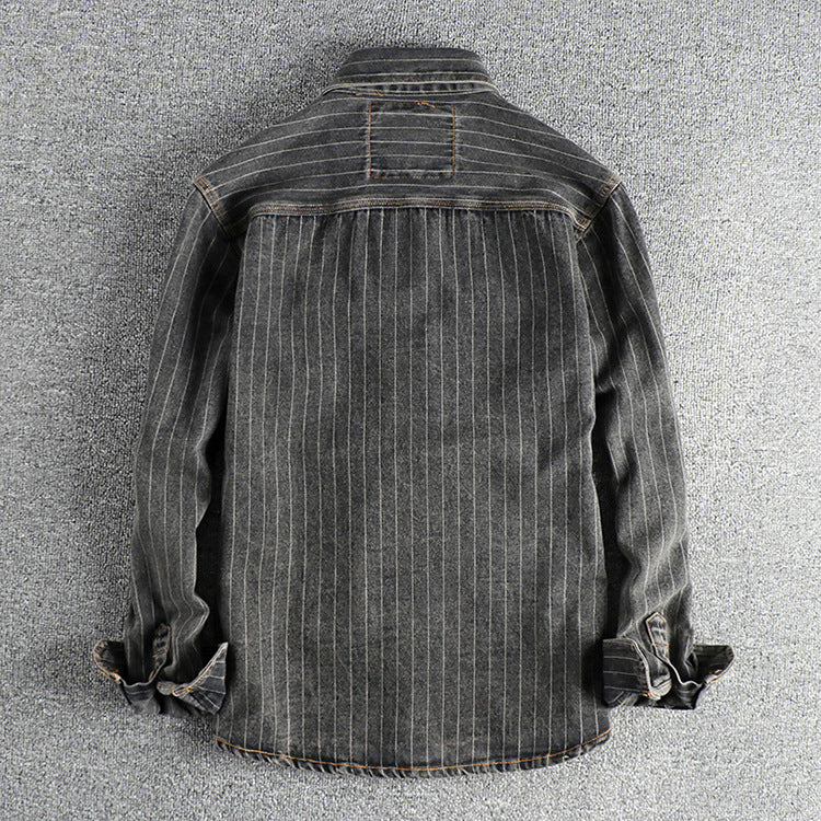 Herren Hemd aus Baumwolle, Schwarz-Grau Gestreift – Bild 5 | LuxeStyle