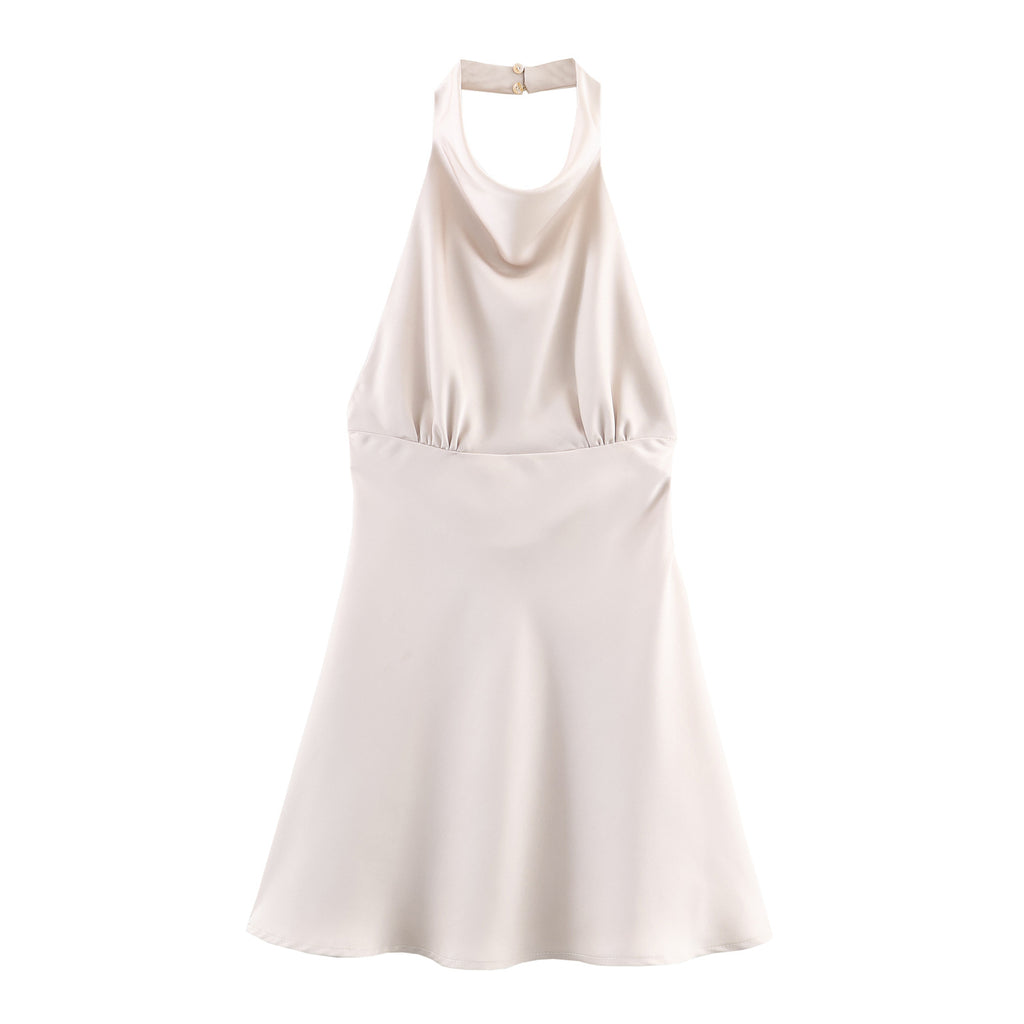 Kurzes Neckholder-Kleid aus Satin-Mix