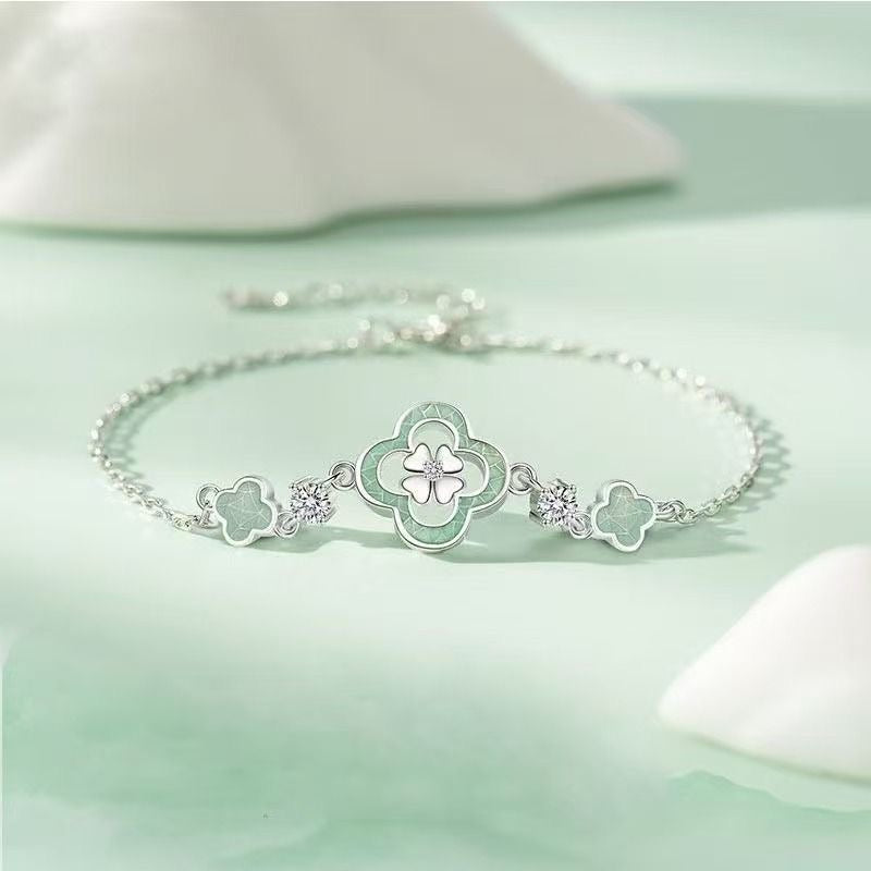 999 Silber-Armband «Trèfle» mit Kleeblatt und Zirkonia – LuxeStyle