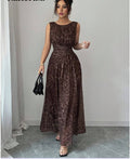 Leopard-Print-Langdress mit Puffrock und justierbarem Gürtel – Bild 9 | LuxeStyle