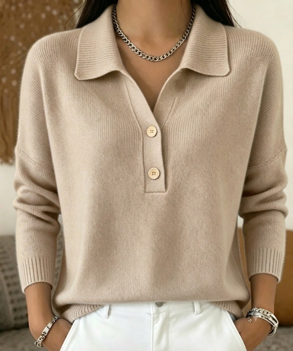 Knitpullover mit geradem Kragen