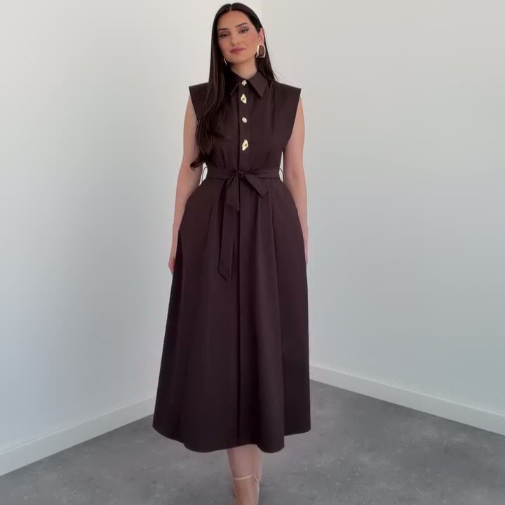Ärmelloses A-Linien Kleid mit Schnürung