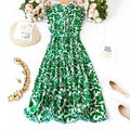 Eleganter Print-Dress für Plus-Grösse, Taille betonend, ohne Ärmel