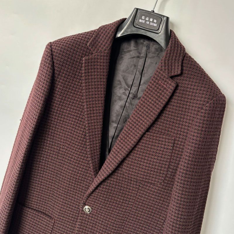 Herren Casual Blazer aus Leinen – Weinrot