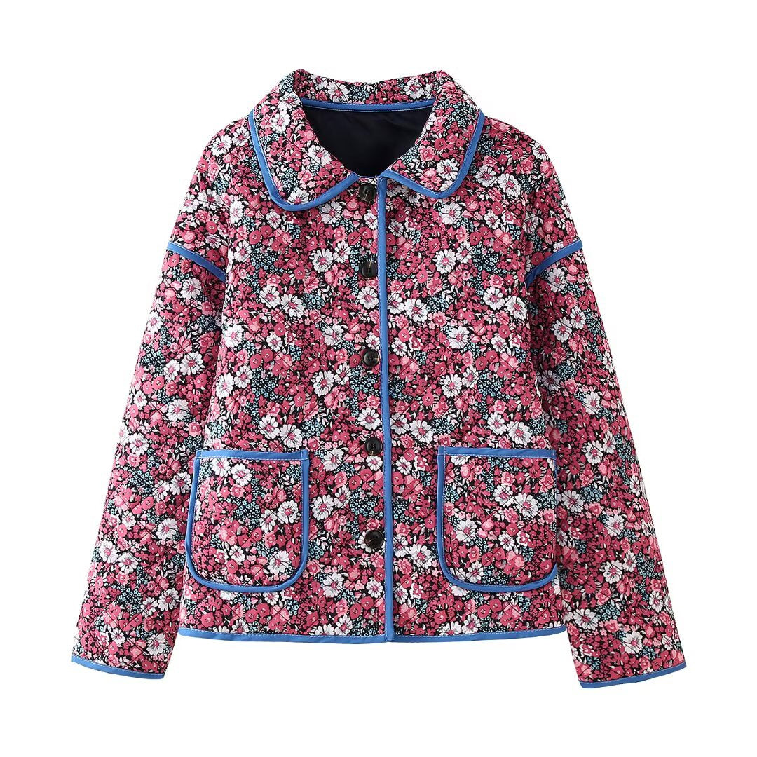 Gefütterte Damenjacke mit Blumenmuster