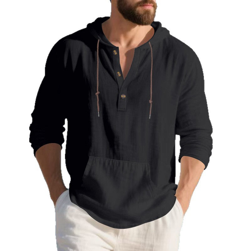 Herren Langarm-Hoodie Leinenmischung – Bild 2 | LuxeStyle
