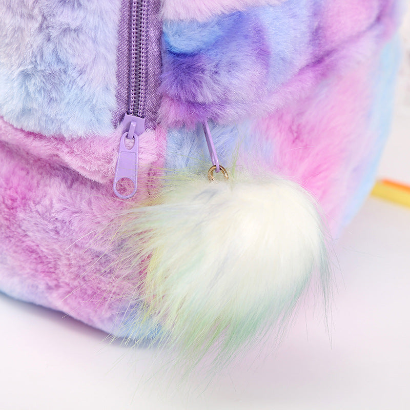 Farbenfroher Hasenfell-Pompon Rucksack – Bild 3 | LuxeStyle