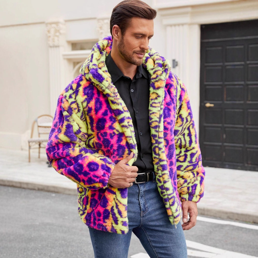 Herren Kunstfellmantel mit Leopardenmuster – Bild 2 | LuxeStyle