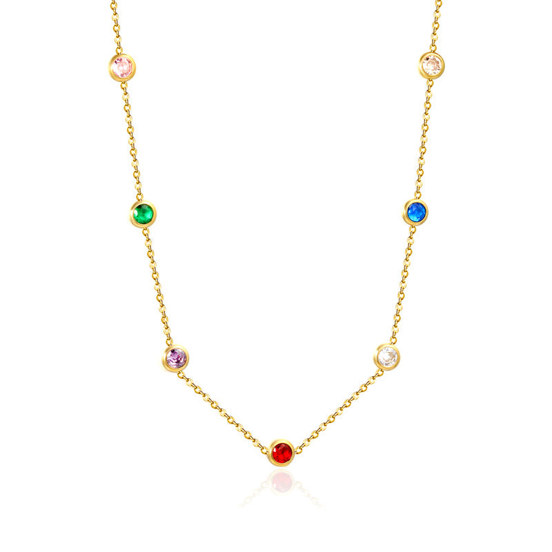 Halskette mit runden Diamant-Anhängern