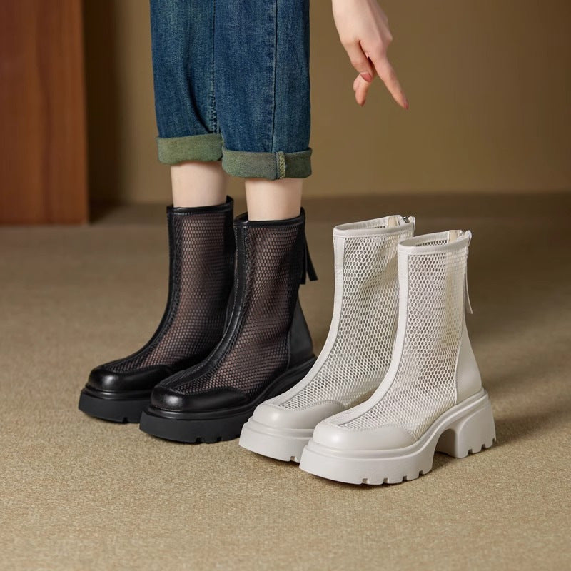 Atmungsaktiver Chunky Heel Boot