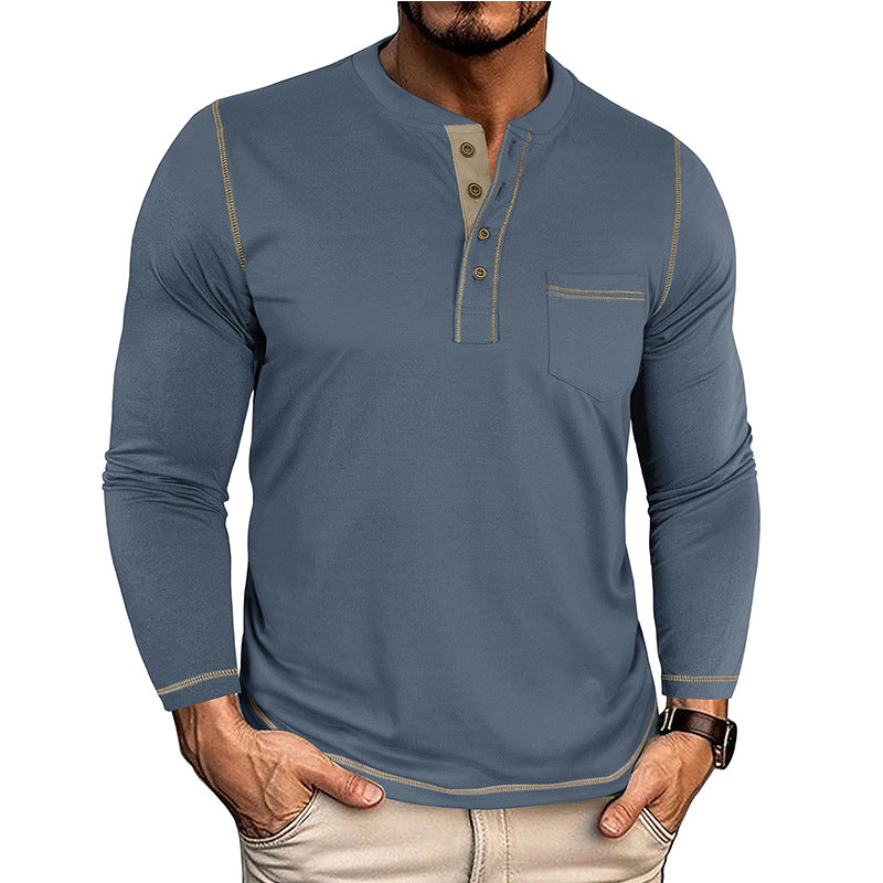 Langarm-T-Shirt mit Henley-Tasche – Bild 8 | LuxeStyle
