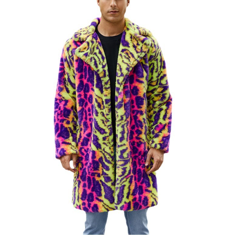 Herren Plüsch-Mantel mit Leopardenmuster – Bild 6 | LuxeStyle