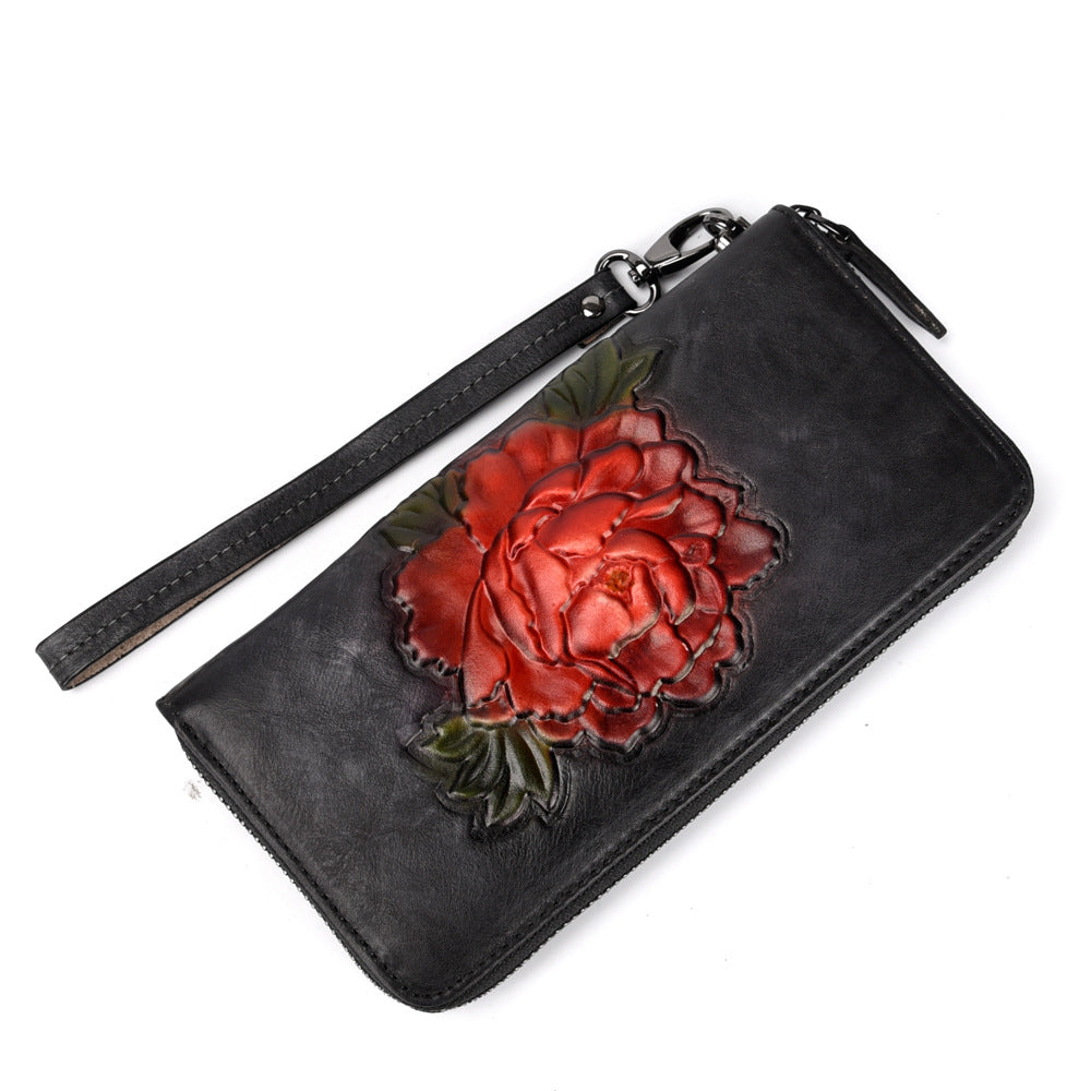 Vollnarbige Leder Geldbörse mit Blumenfutter – Bild 5 | LuxeStyle
