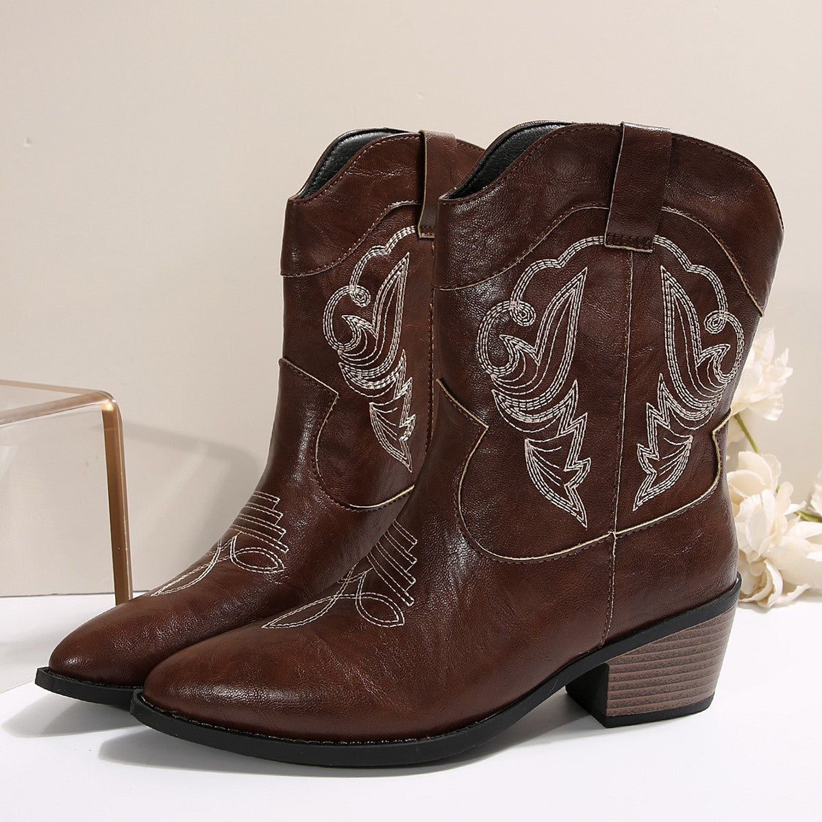 Vintage Western Boots mit Stickerei