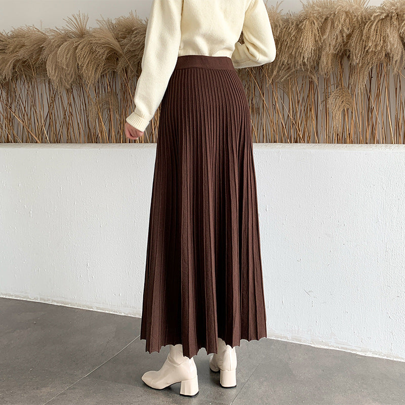 Plissierter Strickrock mit hoher Taille