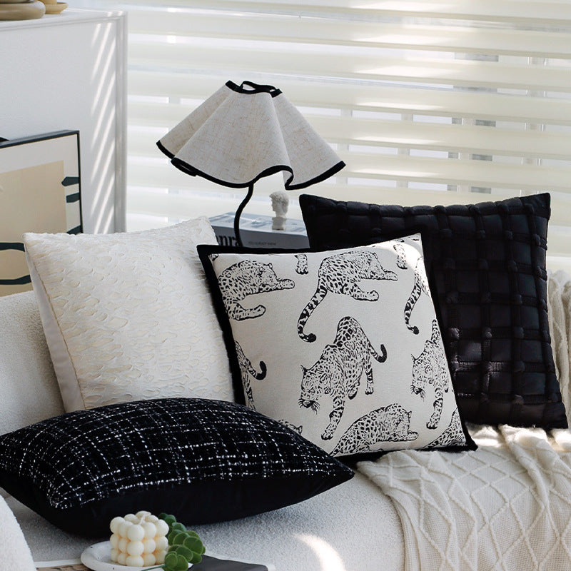 Geometrisches Kissen Schwarz-Weiss | LuxeStyle