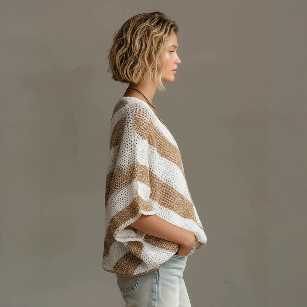 V-Ausschnitt Loose-Fit Strickpullover – Ansicht 4