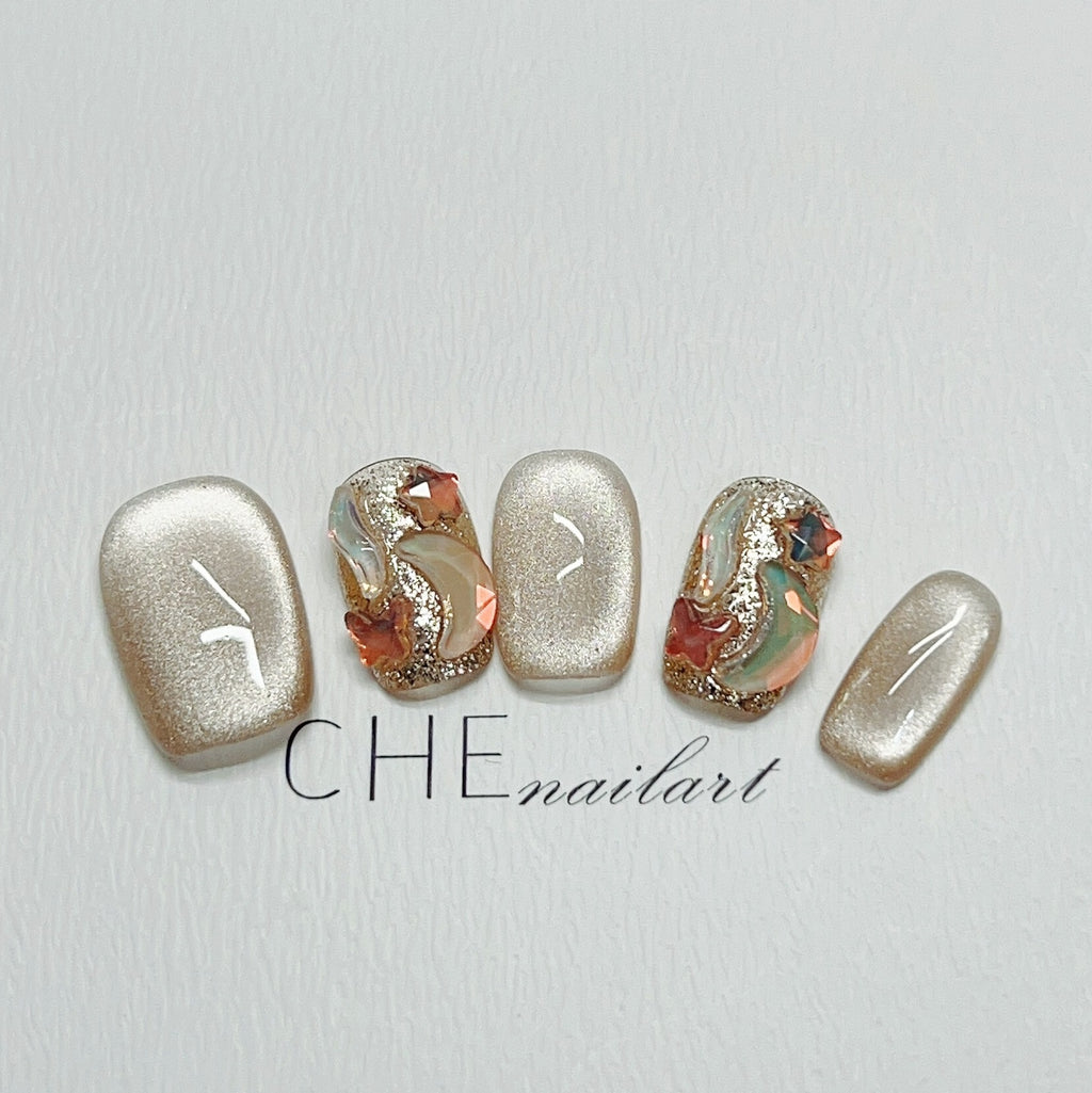 Nail Milk Coffee Cat's Eye Fake Nails – Bild 6 | LuxeStyle