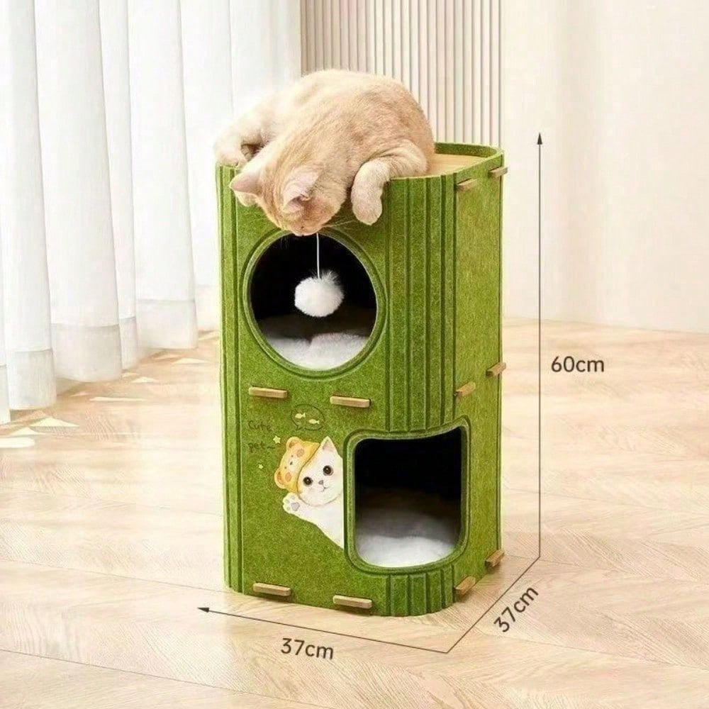 Filz-Katzenbaum mit Kratz-, Schlaf- & Spielturm