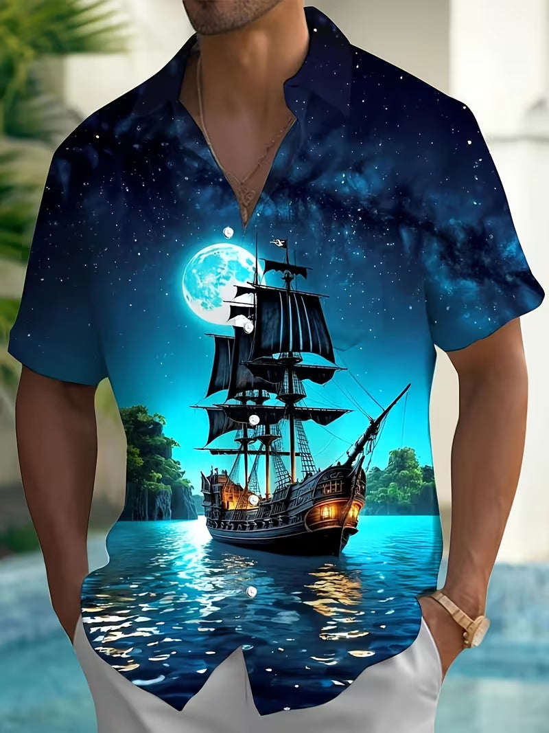 Herren Hemd mit Blumenprint und Kurzarm