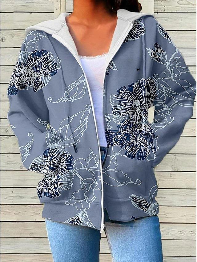 Kapuzenpullover mit Reissverschluss & Print