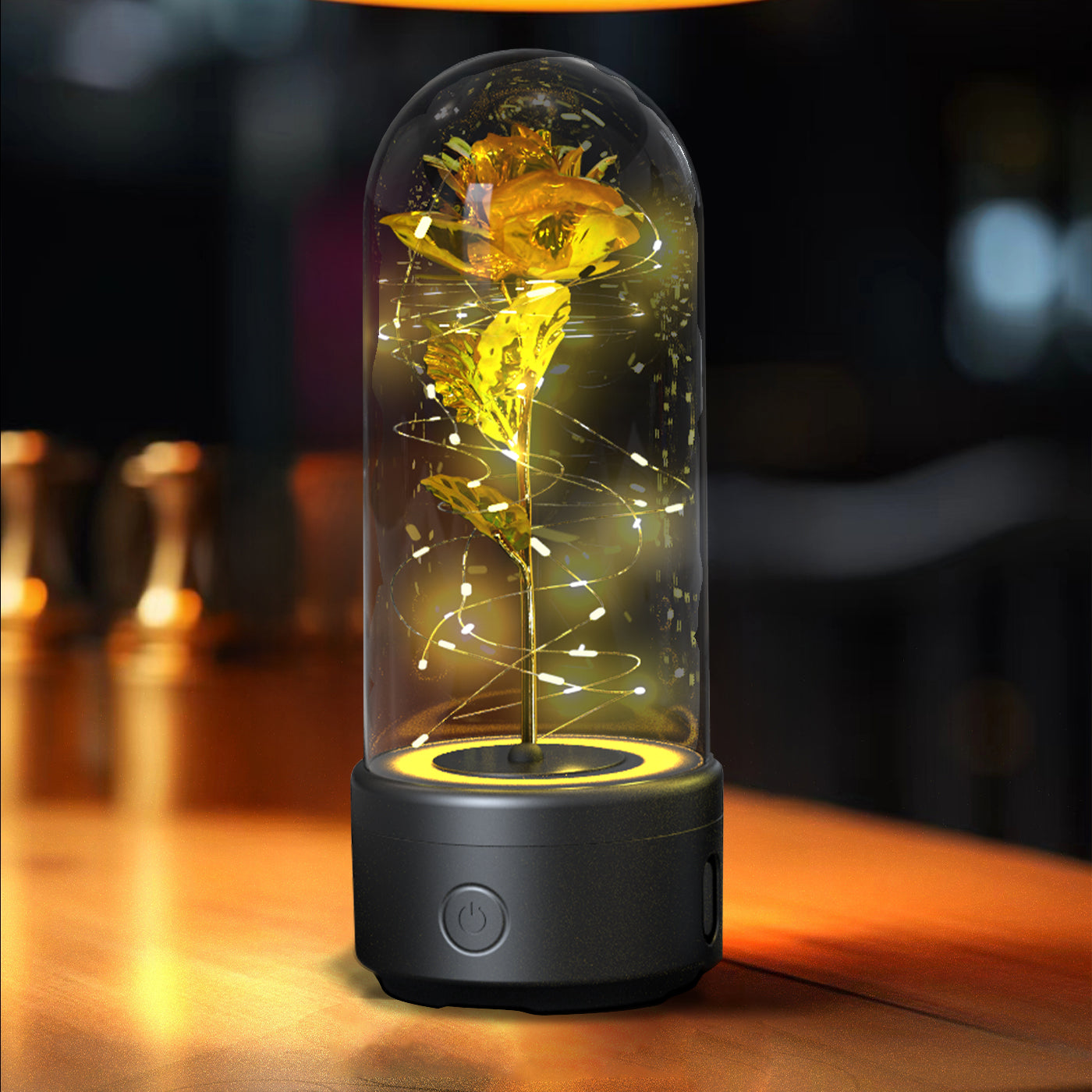 LED Rose mit Bluetooth-Speaker im Glas