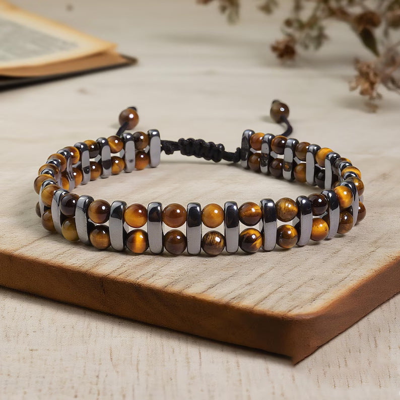 Tigerauge-Armband «Savana» – Naturstein doppelreihig