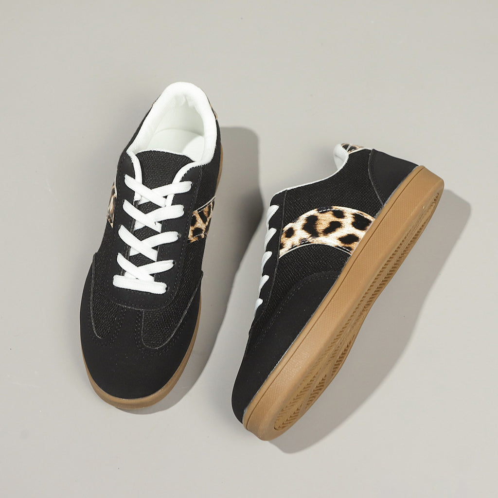 Vintage Leopard Print Schnürschuhe