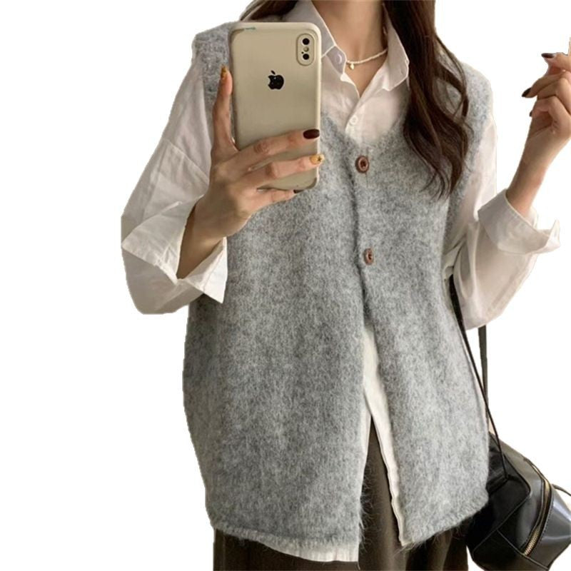 Knit-Weste im koreanischen Casual-Stil