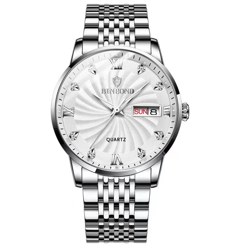 Quarz-Herrenuhr mit Doppeldarstellung und Edelstahlarmband