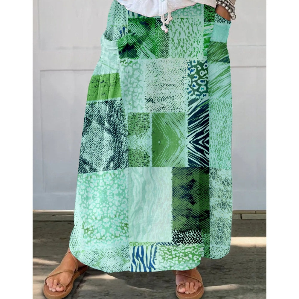 Damen Maxirock mit Print und Taschen