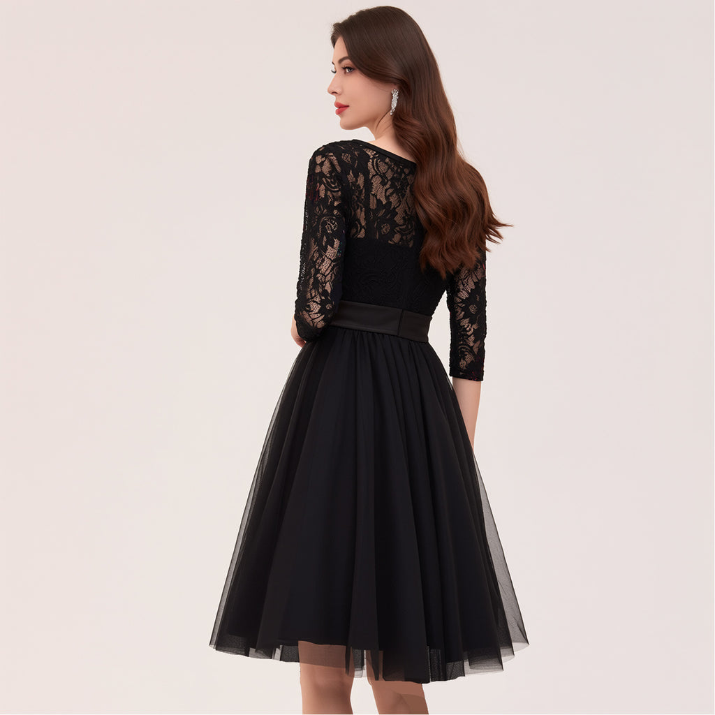 Elegantes Langarm-Kleid mit Rundhals – Bild 2 | LuxeStyle