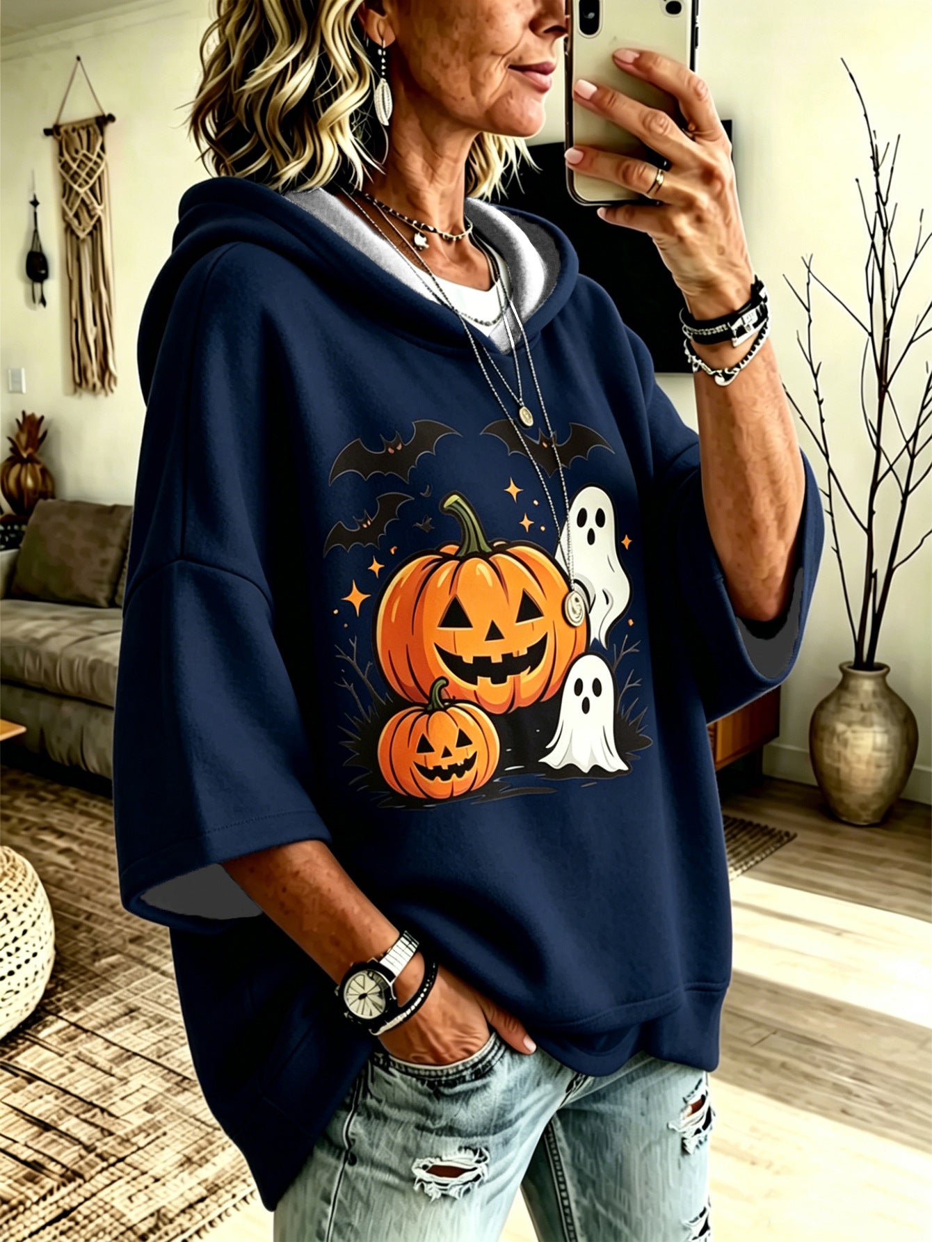 Halloween-Sweatshirt mit Digital-Druck