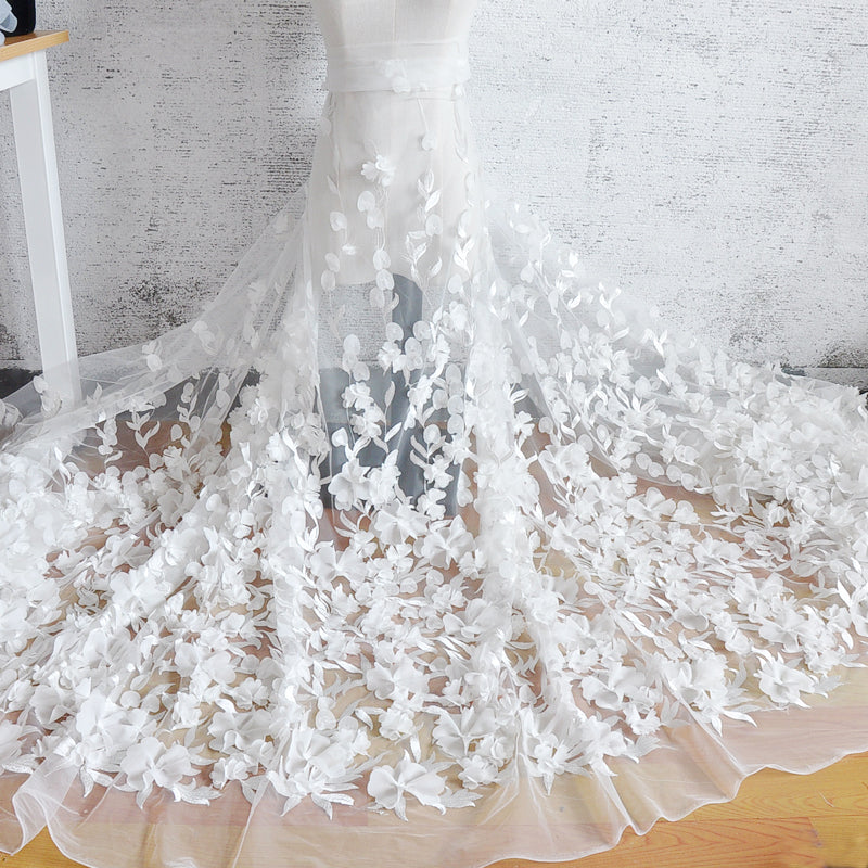 Weisse Chiffon-Blumen Spitzenstoff