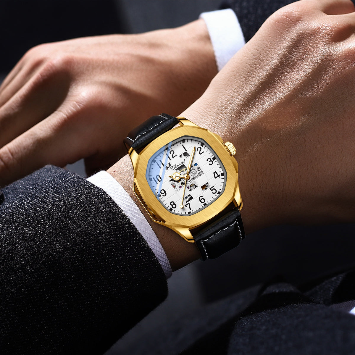 Quadratische mechanische Herrenarmbanduhr | LuxeStyle