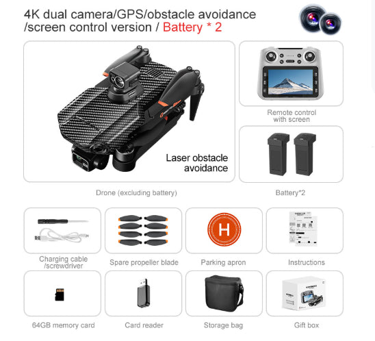 4K Drohne mit 3-Achsen-Gimbal & Hindernisvermeidung