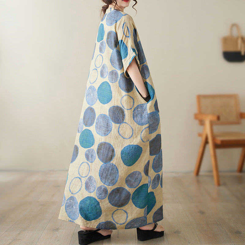 Retro A-Linien Maxikleid mit V-Ausschnitt – Bild 3 | LuxeStyle