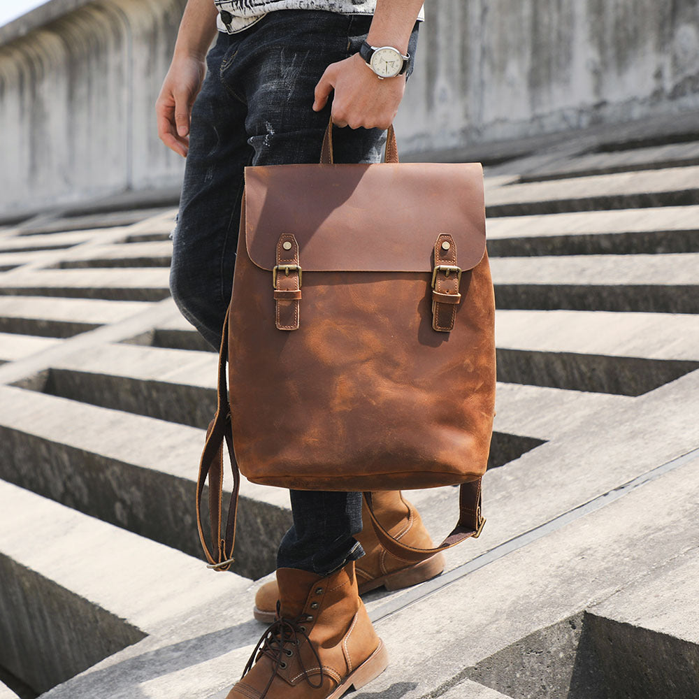 Kaffeebraune Leder-Rucksack | LuxeStyle
